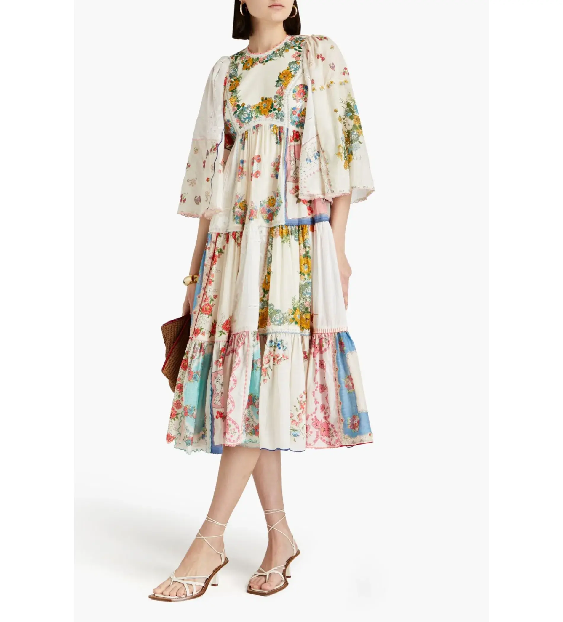 Zimmermann Clover Patched Midi Dress Multi Floral Size 1 AU 10 - Image 2
