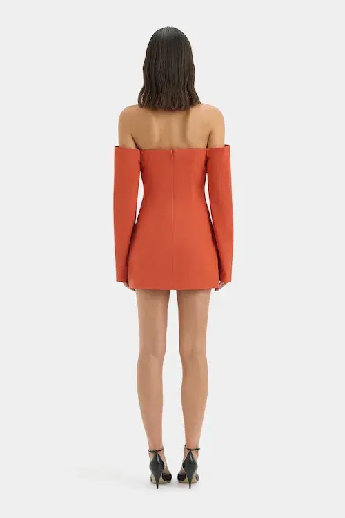 Sir The Label Rossana Off Shoulder Mini Dress Terracotta Size 3 / AU 12 - Image 4