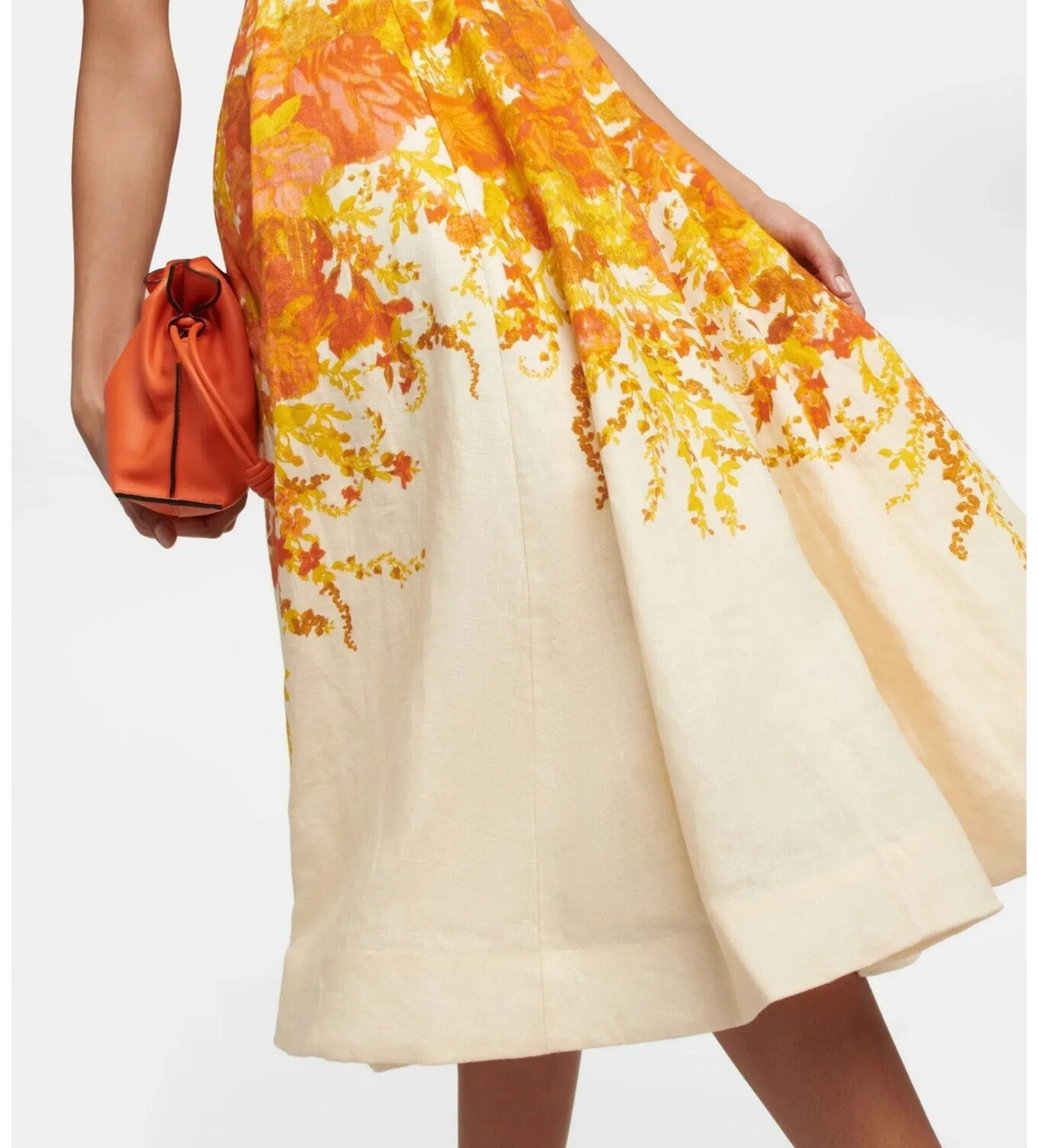 Zimmermann High Tide Picnic Linen Midi Dress Citrus Ikat Size 3 AU 14 - Image 6