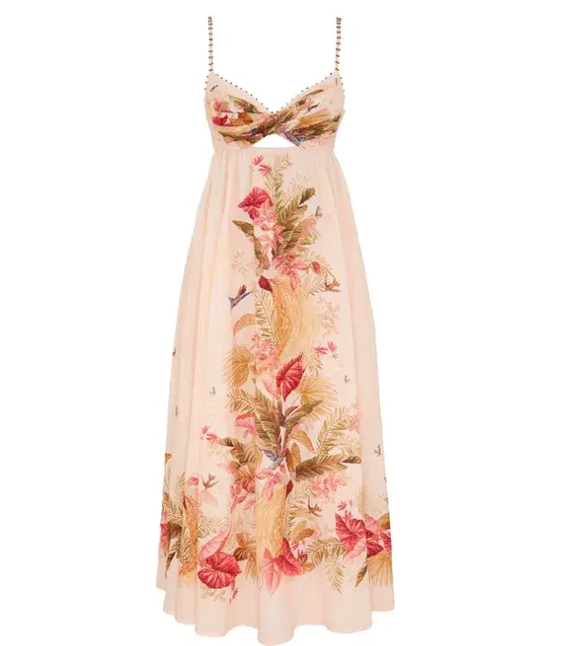 Zimmerman The Ascension Twist Front Dress in Cream Palm Floral  Size 2/Au 12  - Image 1