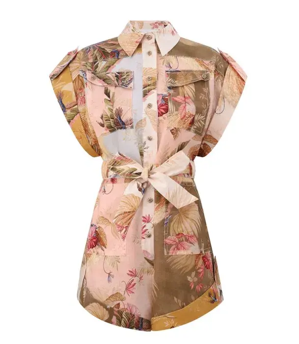 Zimmerman The Ascension Cuffed Playsuit in Spliced Size 2/Au 12  - Image 2