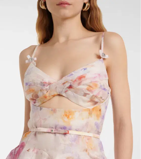 Zimmermann The Crush Twist Front Mini Dress in Multi Floral Size 1/Au 10  - Image 4