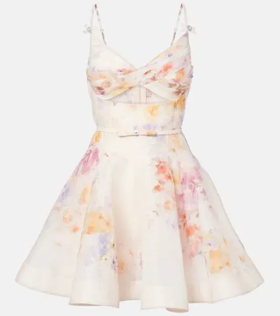 Zimmermann The Crush Twist Front Mini Dress in Multi Floral Size 1/Au 10  - Image 6