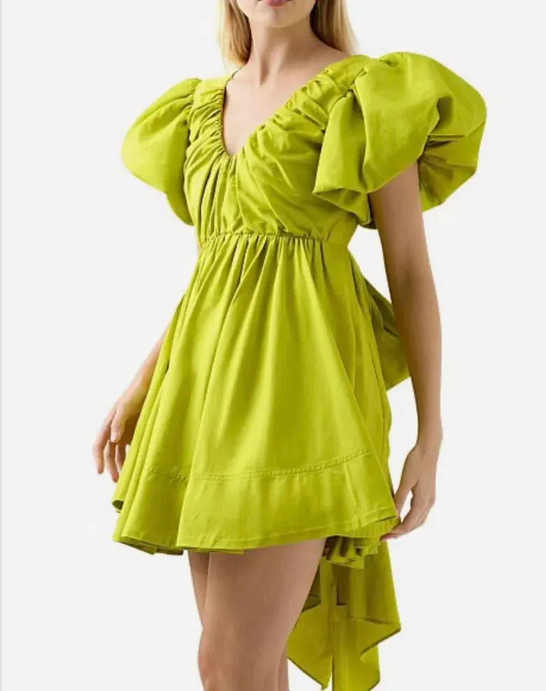 Aje Gretta Bow Back Mini Dress in Green Size 10  - Image 3