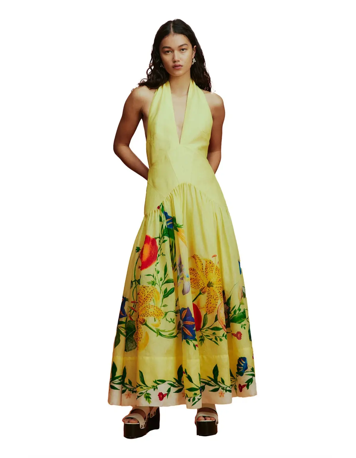 Alémais Dahlia Halter Gown Yellow Size 10 - Image 1
