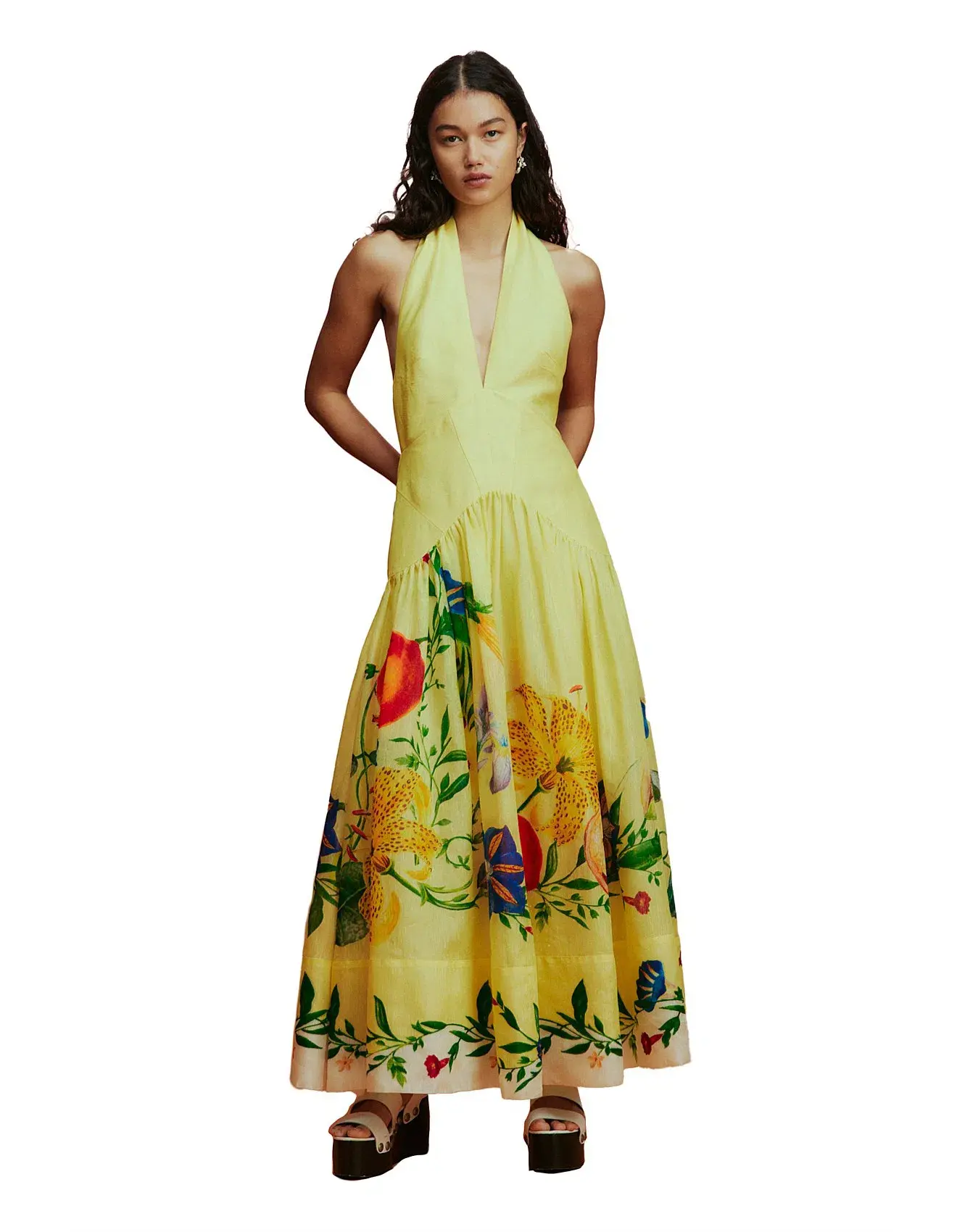 Alémais Dahlia Halter Gown Yellow Size 10 - Image 1