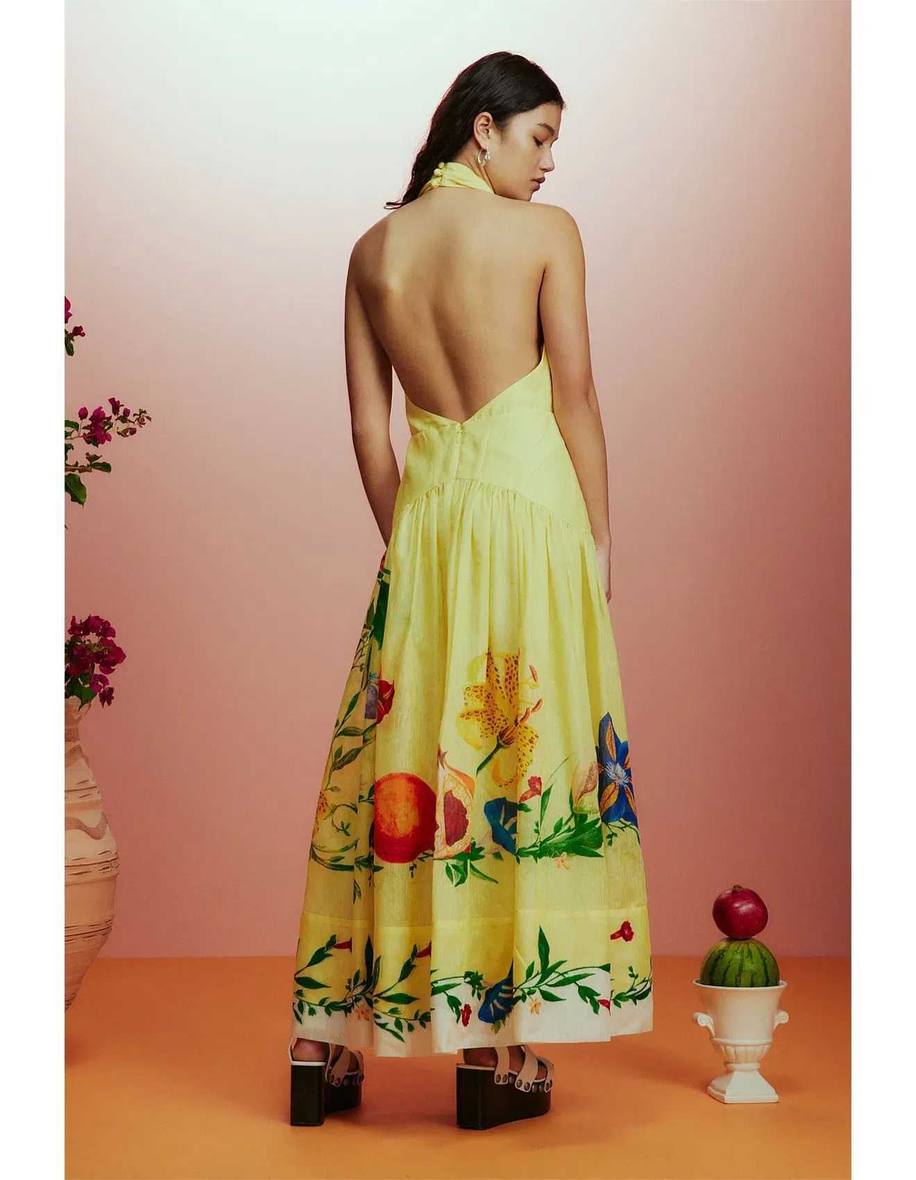 Alémais Dahlia Halter Gown Yellow Size 10 - Image 3