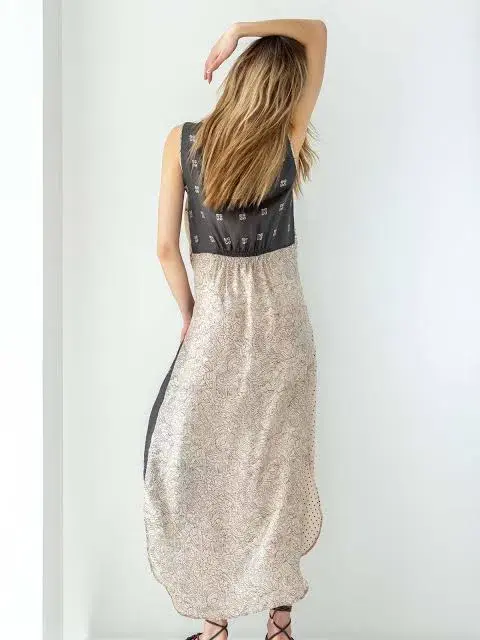 Mes Demoiselle Printed Silk Dress with Tie Front Size 0/AU 8 - Image 3