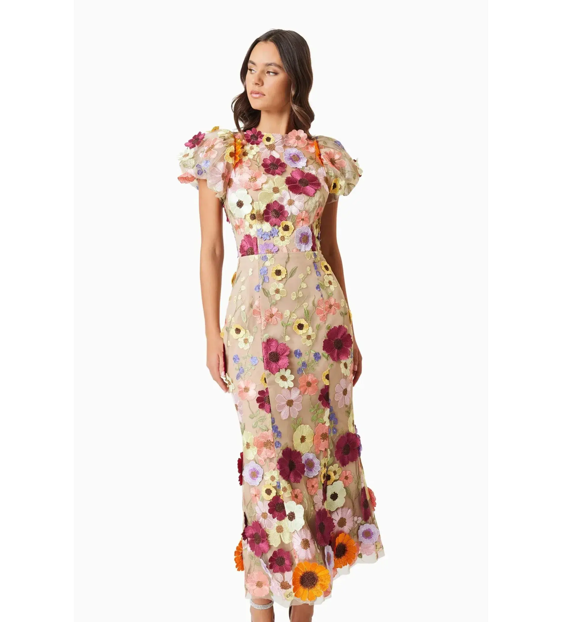 Elliatt Astraea 3D Lace Maxi Dress Pink Size S AU 8 - Image 3