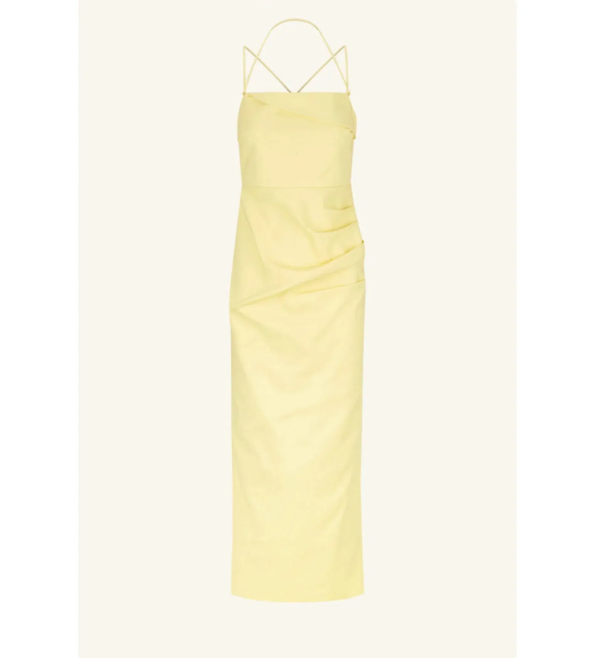 Shona Joy Lani Draped Cross Back Midi Dress Lemon Size AU 8 - Image 6