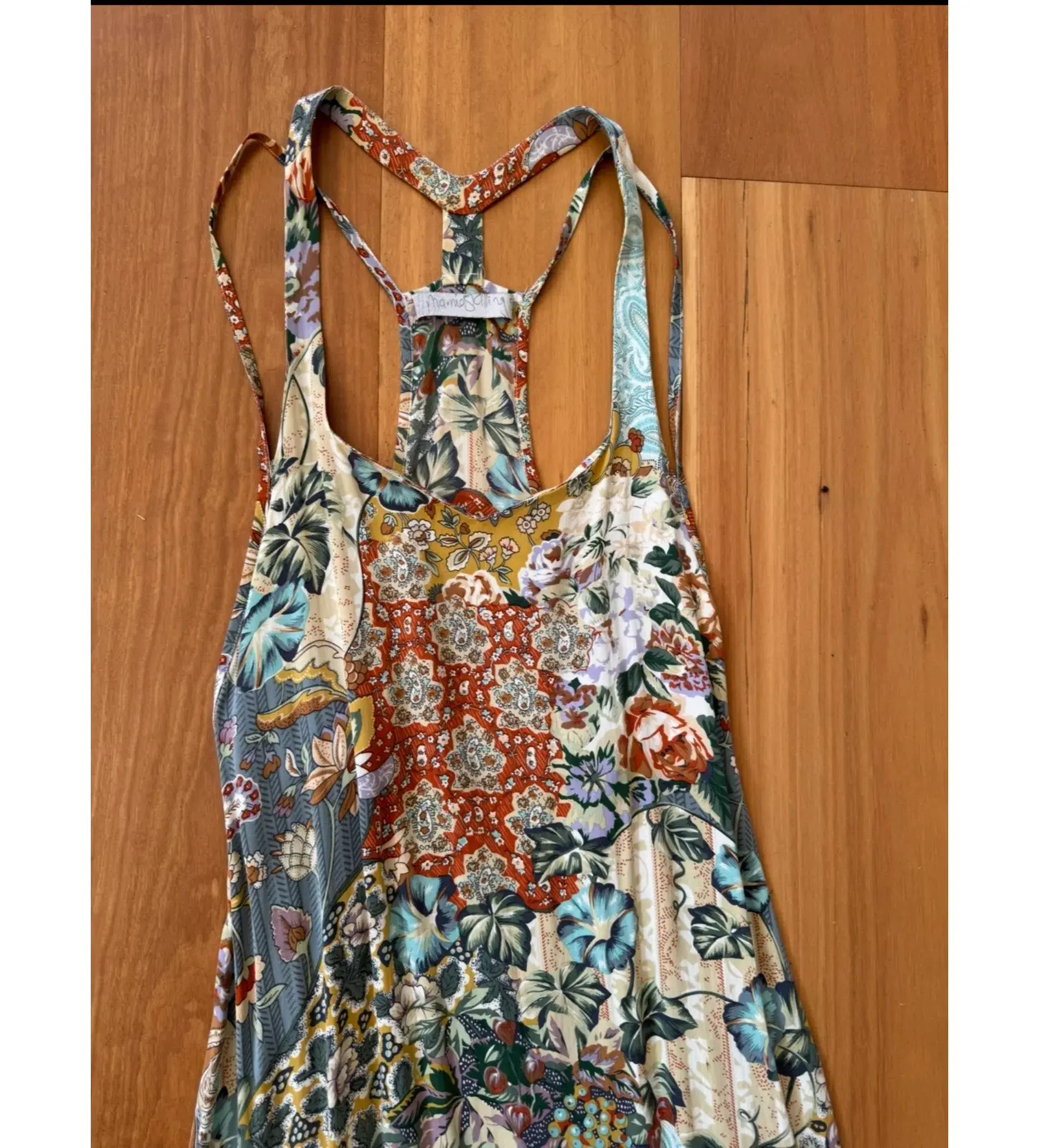 Marnie Skillings Bohemian Silk Maxi Dress Multi Floral Size S AU 8 - Image 3