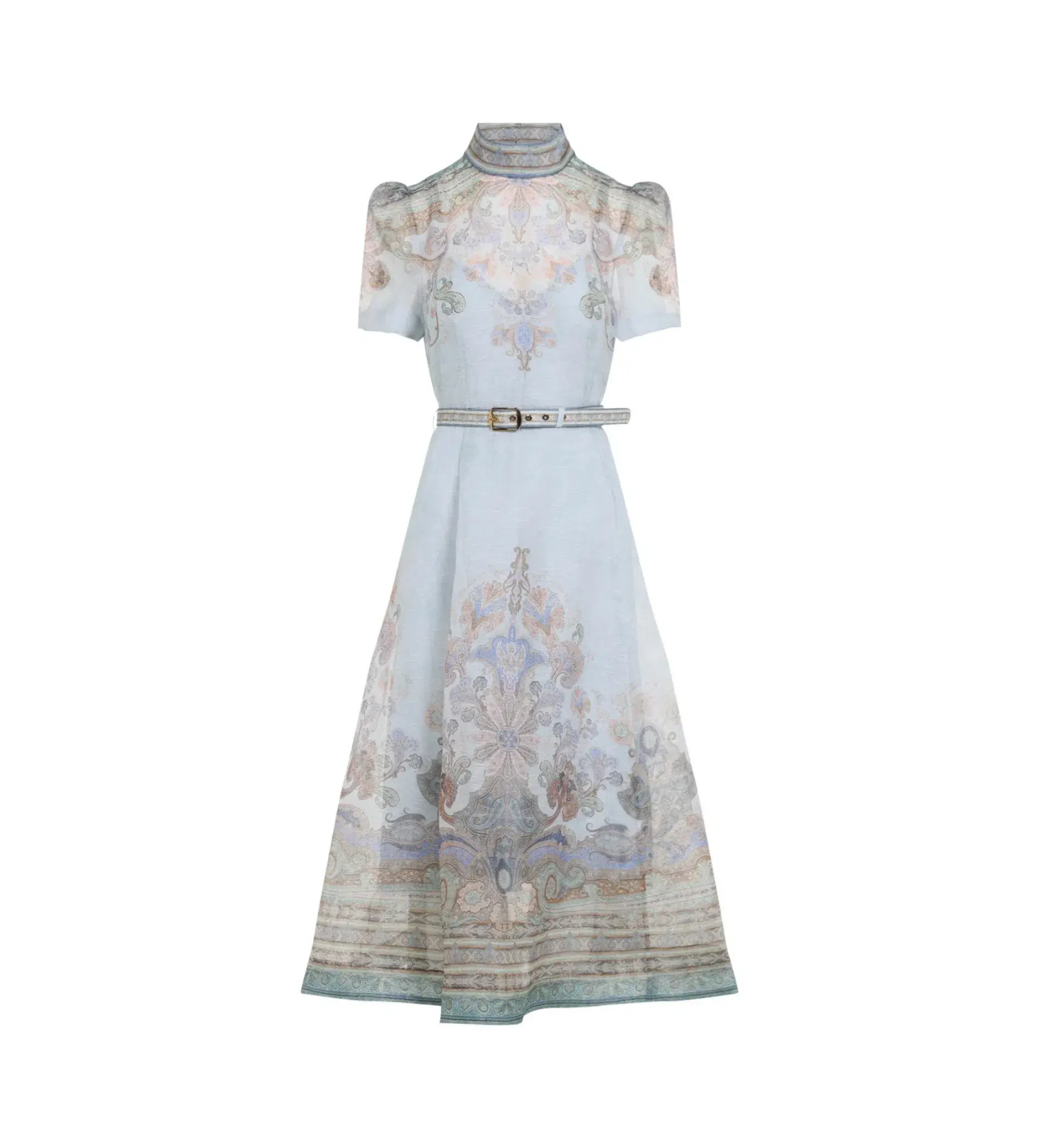 Zimmermann Eden Belted Midi Dress Blue Paisley Size 3 AU 14 - Image 4