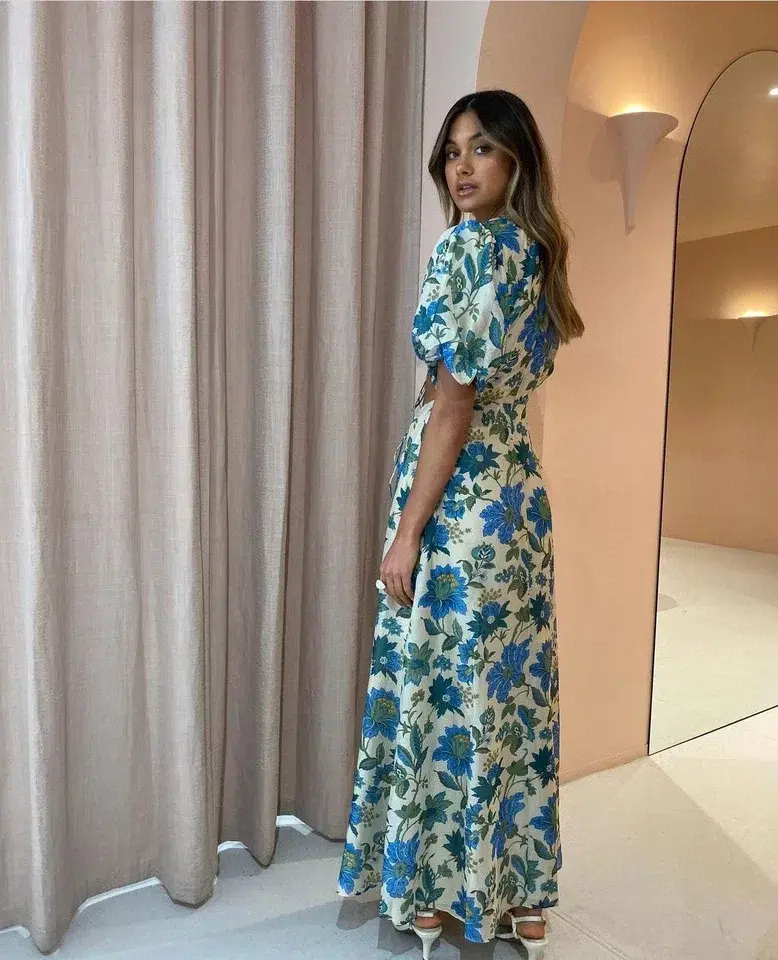 Sir The Label Celia Puff Sleeve Midi Dress in Marguerite Print Size 1/AU 8 - Image 4
