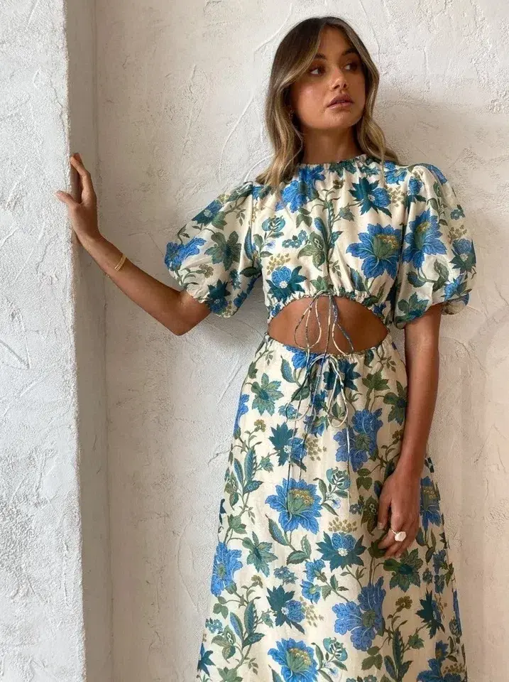 Sir The Label Celia Puff Sleeve Midi Dress in Marguerite Print Size 1/AU 8 - Image 3
