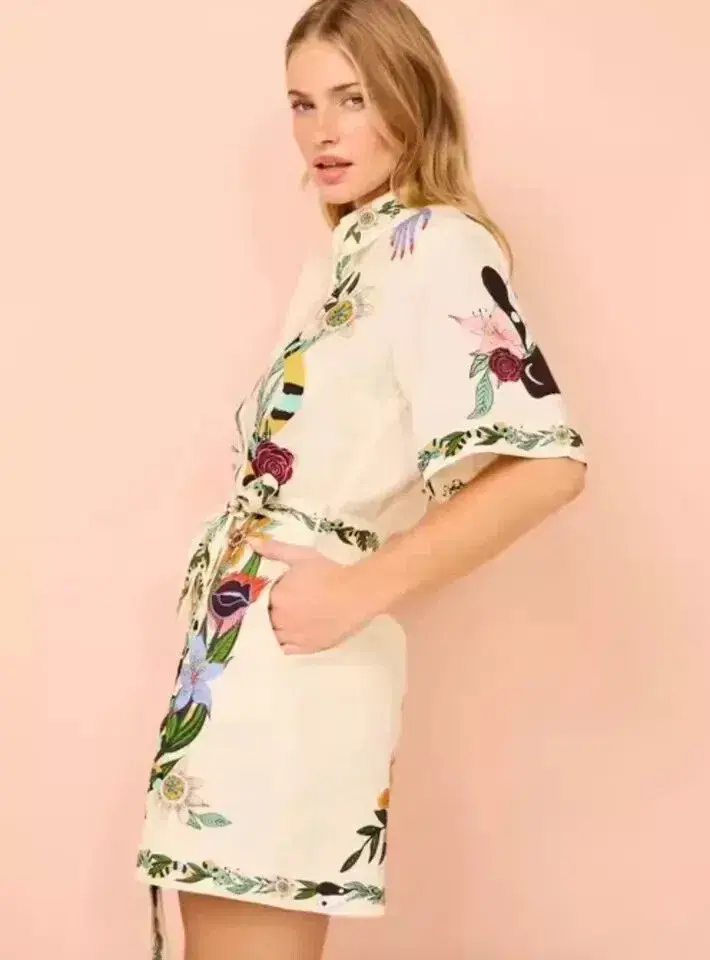 Alemais Meagan Mini Dress White Print Size 12 - Image 4