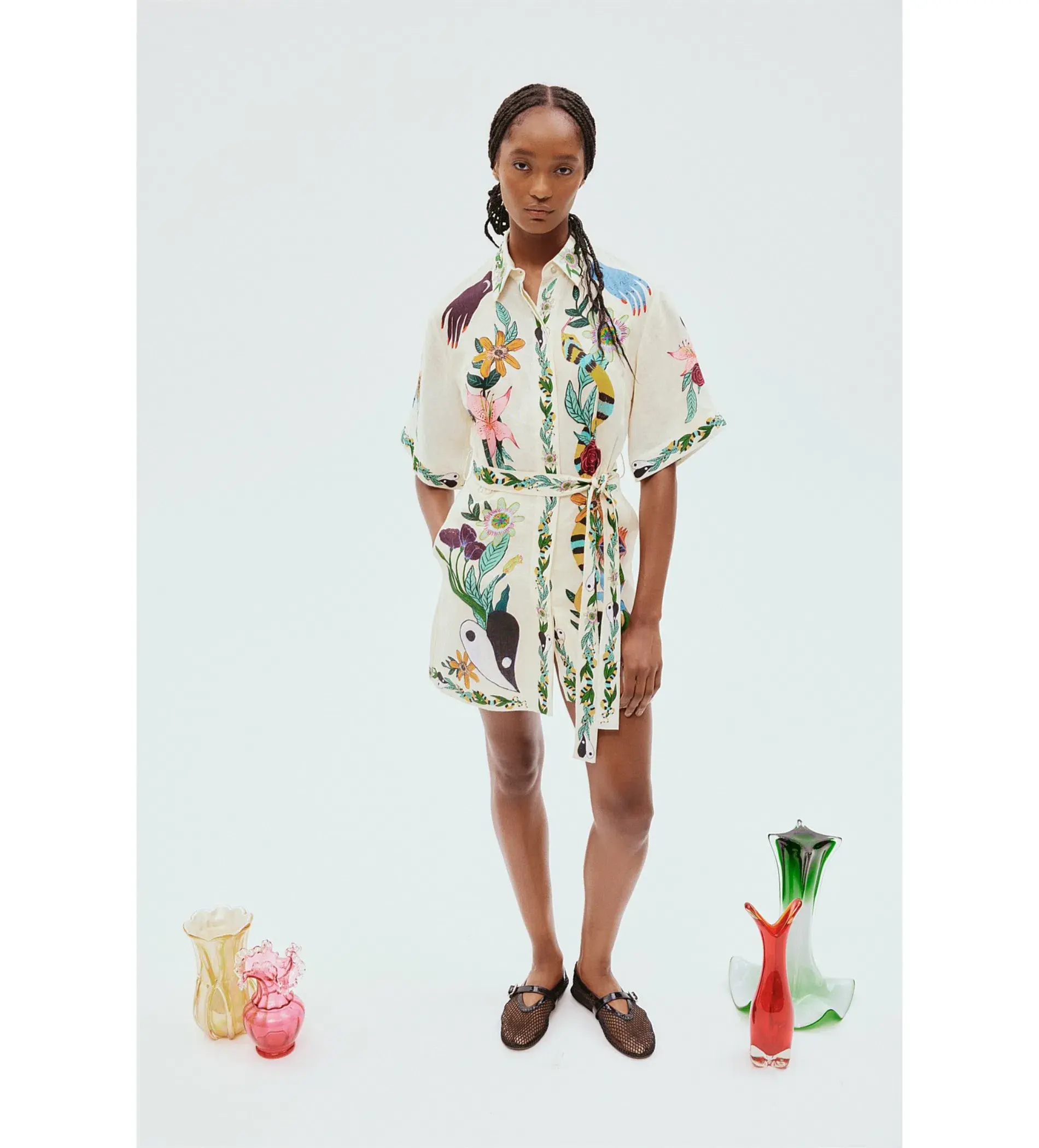 Alemais Meagan Mini Dress White Print Size 12 - Image 1