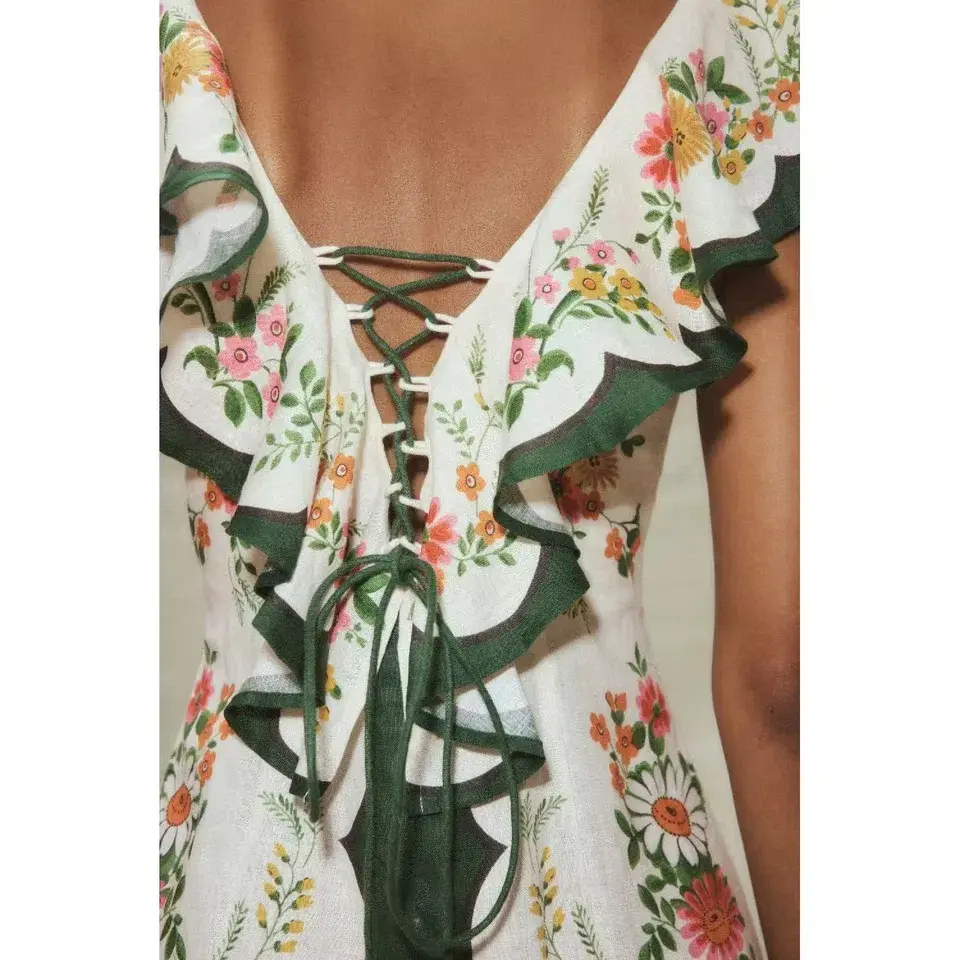 Alemais Elisabetta Ruffle Midi Dress Floral Size AU 10 - Image 3