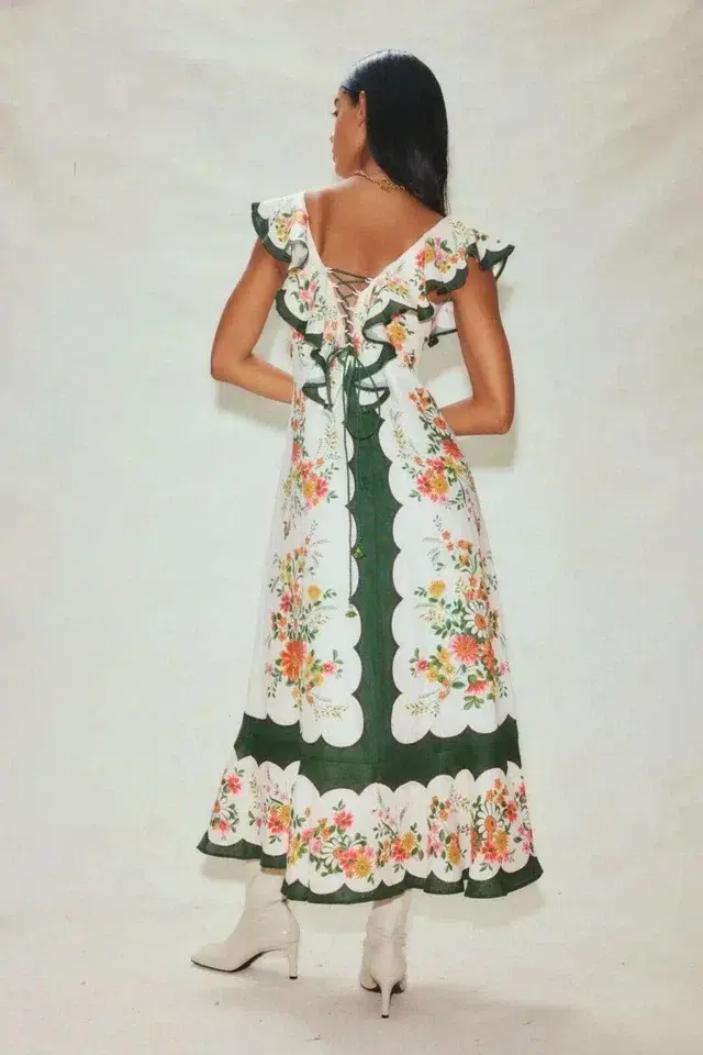 Alemais Elisabetta Ruffle Midi Dress Floral Size AU 10 - Image 4
