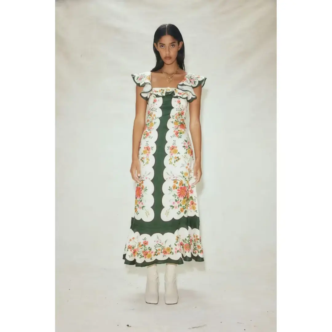 Alemais Elisabetta Ruffle Midi Dress Floral Size AU 10 for rent on The Volte - main image