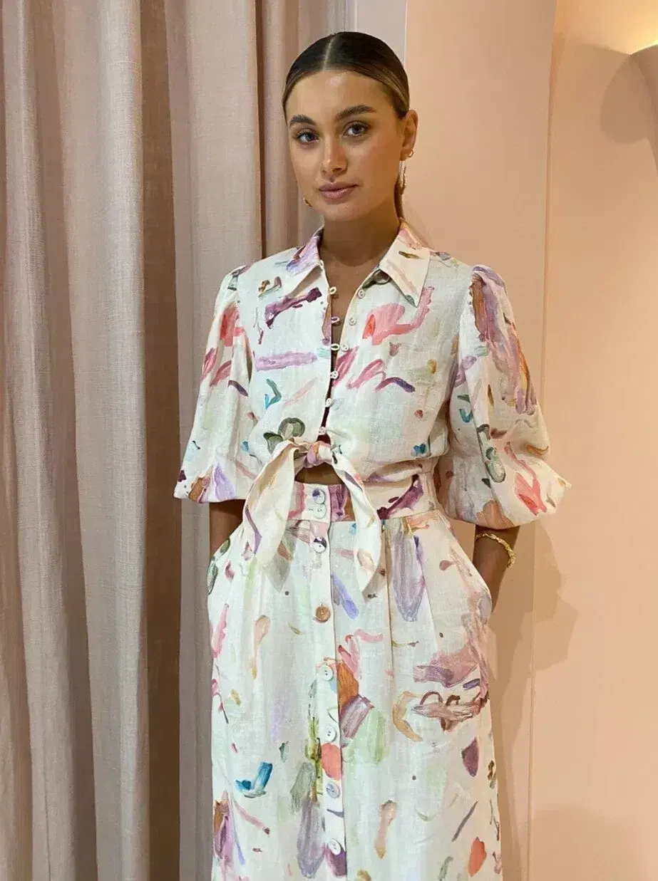 Alemais Annie Shirt Dress in Rose Print Size 10 - Image 2