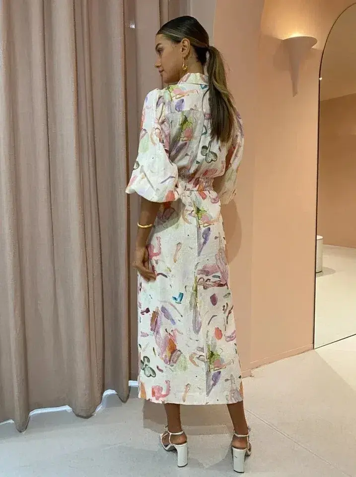 Alemais Annie Shirt Dress in Rose Print Size 10 - Image 3