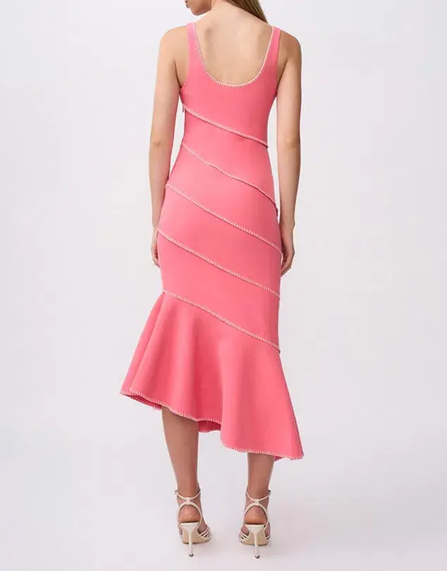 By Johnny Sylvia Spiral Midi Dress Ivory Pink Size 10 - Image 3