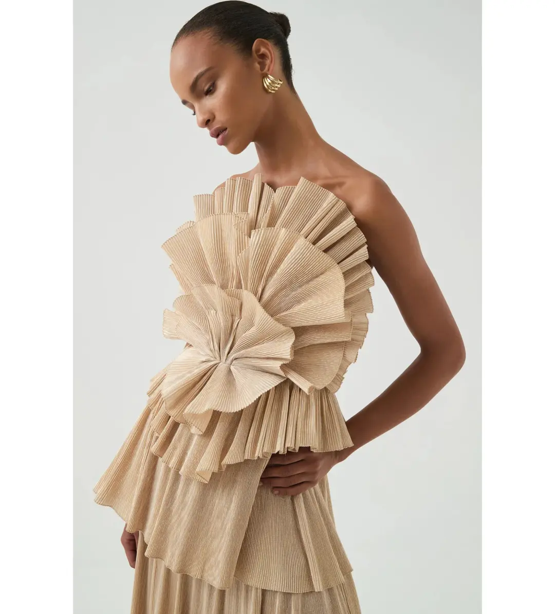 Aje Kyra Gown Gold Size 8 for rent on The Volte - main image