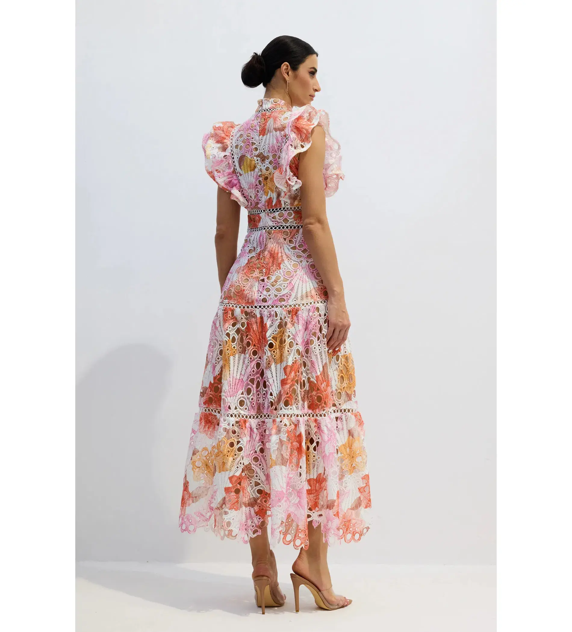 Sunfere Hilda Print Lace Embroidered Dress Multi Size L (AU12-14) - Image 4