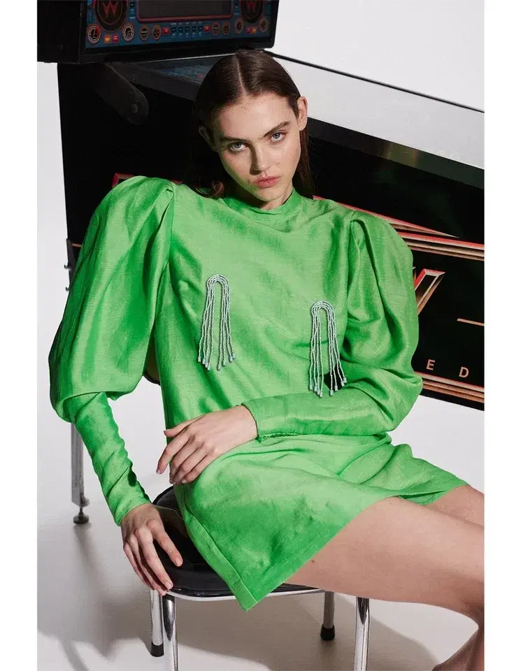 Alemais Dazzle Mini Dress in Green Size AU 8  - Image 2