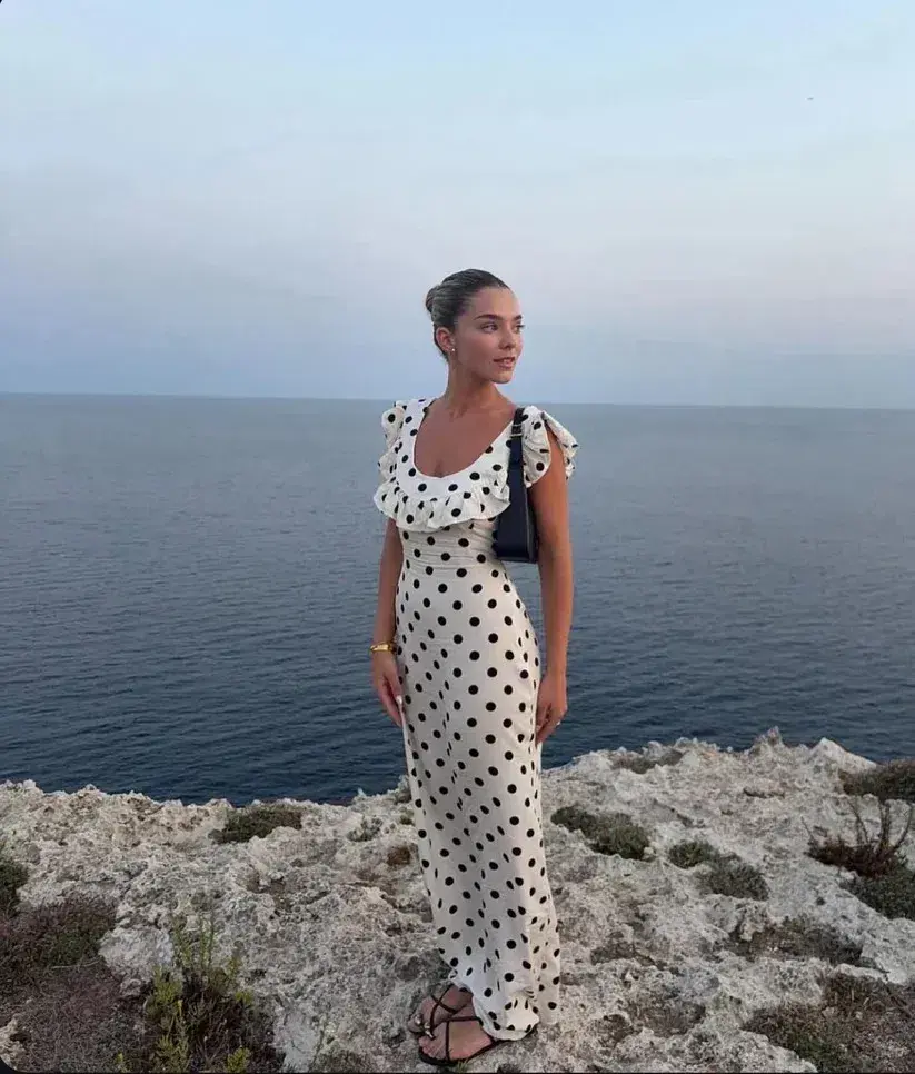 Design by Si Luna Midi Dress Black/White Print Size M/L / AU 10/12 - Image 1