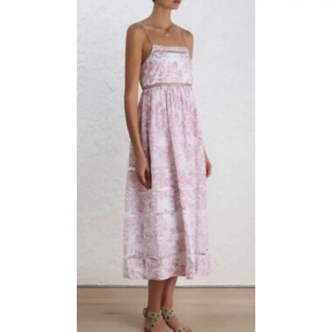 Zimmermann Roza Ladder Picnic Midi Dress Print Size 0 / AU 8 for rent on The Volte - main image