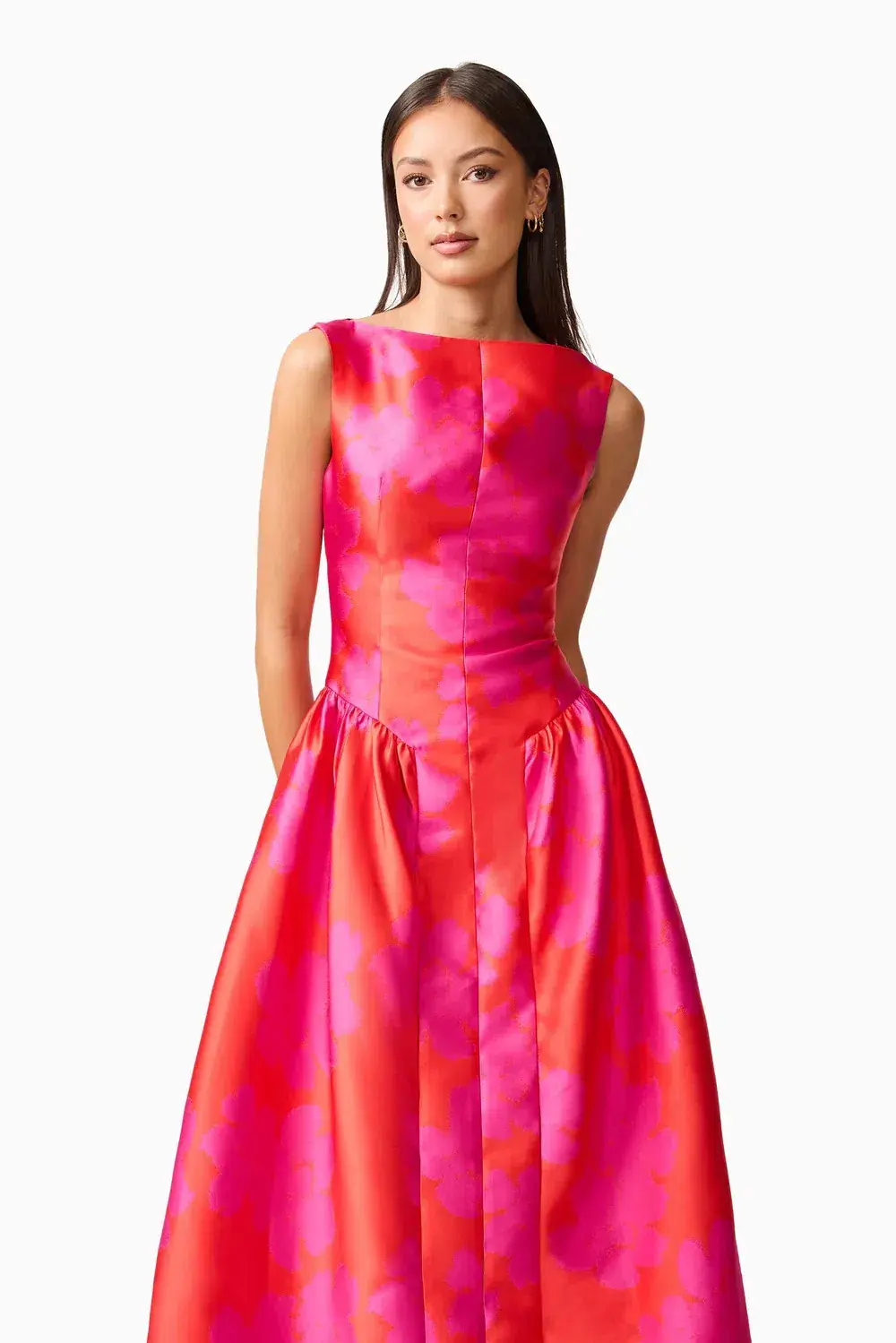 Elliat - Eloise A-Line Midi Dress in Pink & Red - Size 8 for rent on The Volte - main image