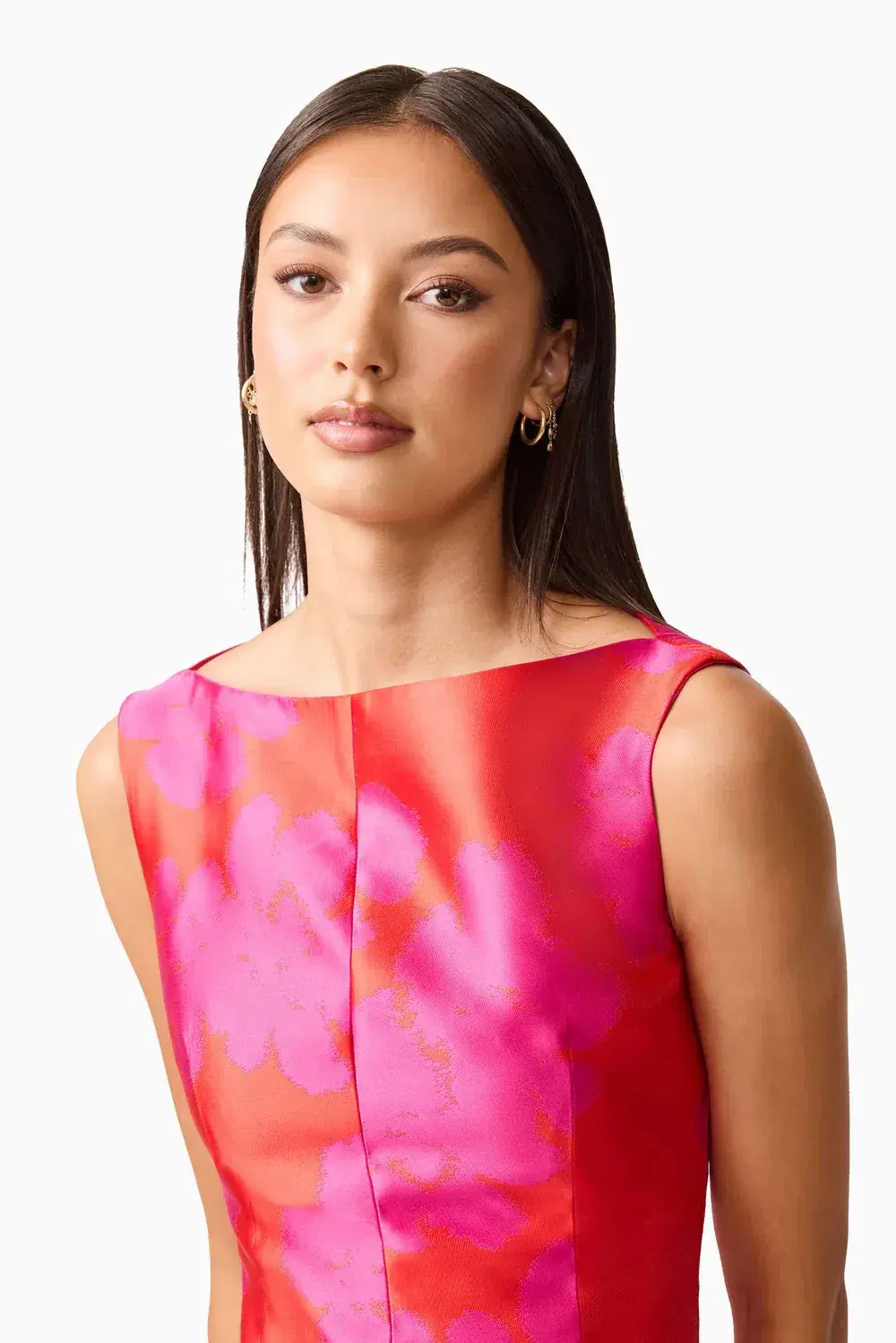 Elliat - Eloise A-Line Midi Dress in Pink & Red - Size 8 - Image 5