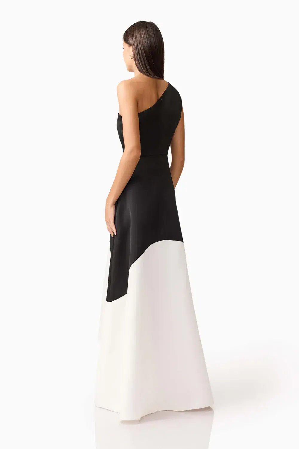 Elliat - Sorrel One Shoulder Gown in Black & White - Size 10 for rent on The Volte - main image