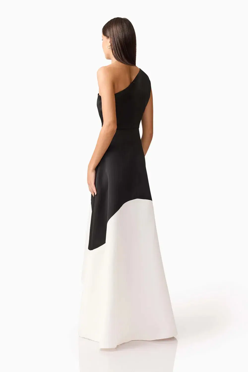 Elliat - Sorrel One Shoulder Gown in Black & White - Size 12 for rent on The Volte - main image