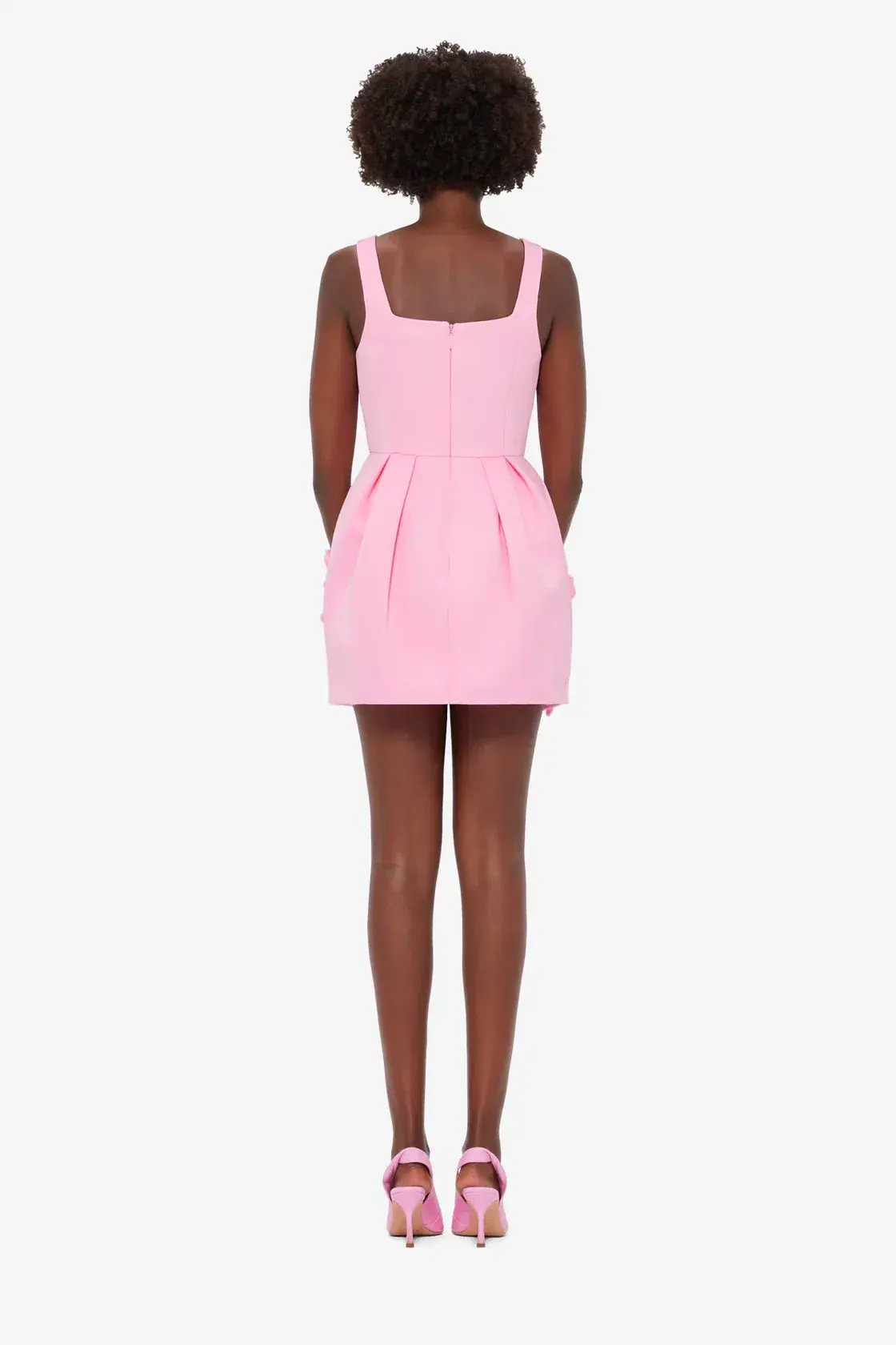 Leo Lin Pip Floral Appliqué Bell Shape Mini Dress Baby Pink Size 8 - Image 3