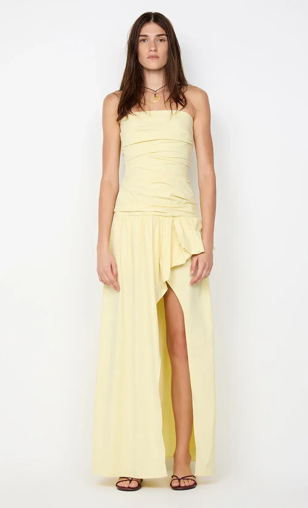 Bec & Bridge Dante Strapless Maxi Dress Ice Yellow Size AU 12 - Image 1