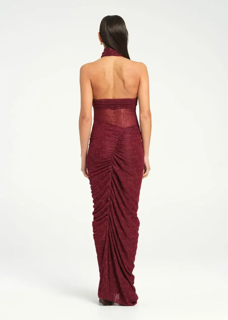 Benni Hudson Lace Maxi Dress Sangria Size 10 - Image 2