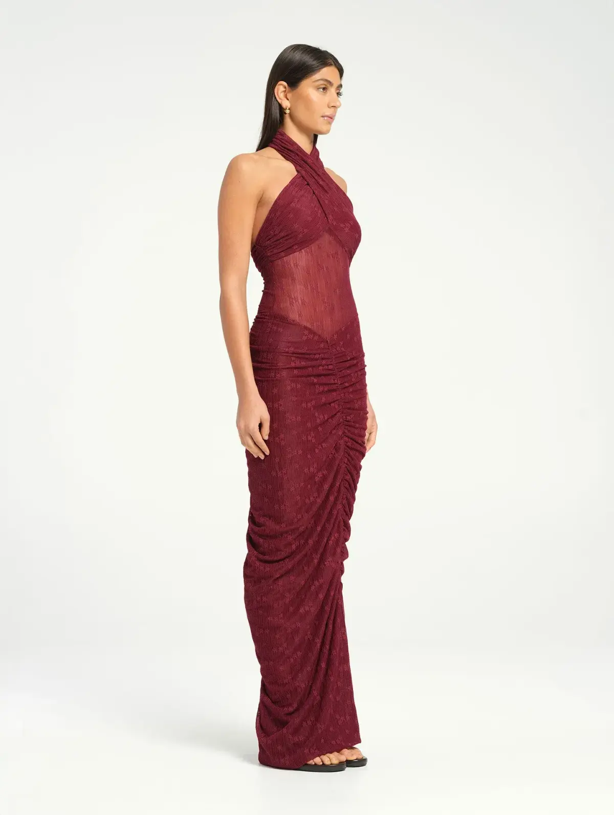 Benni Hudson Lace Maxi Dress Sangria Size 10 - Image 1