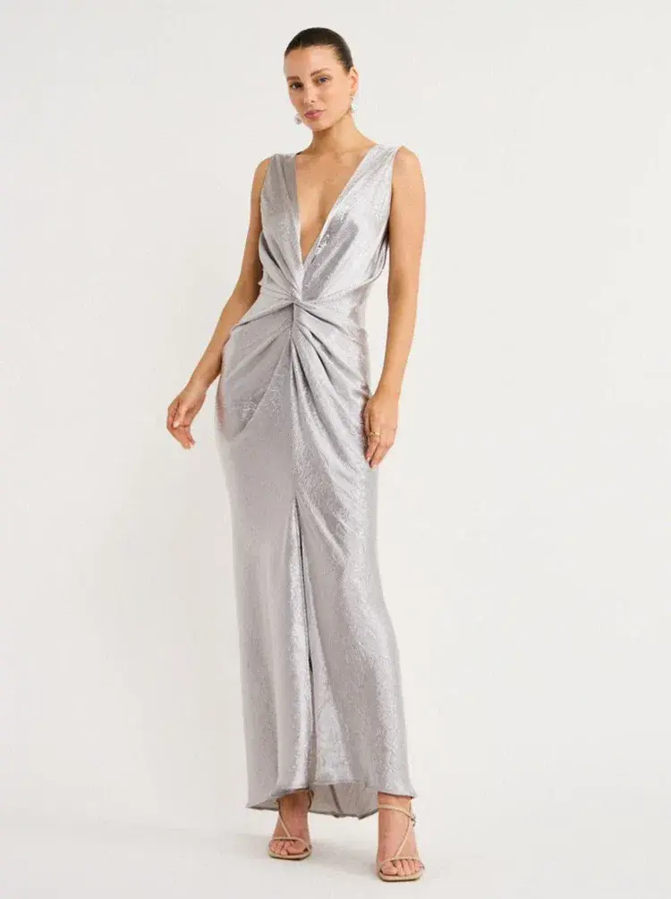 One Fell Swoop Gaia Dress Maxi Silver Size AU 10  - Image 1