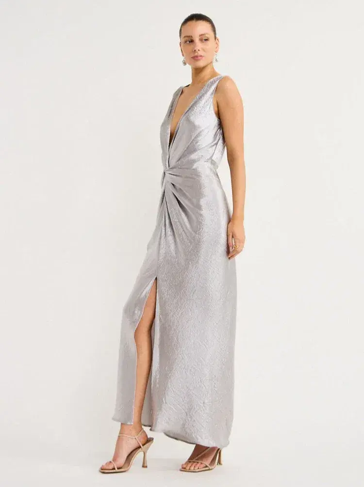 One Fell Swoop Gaia Dress Maxi Silver Size AU 10  - Image 3