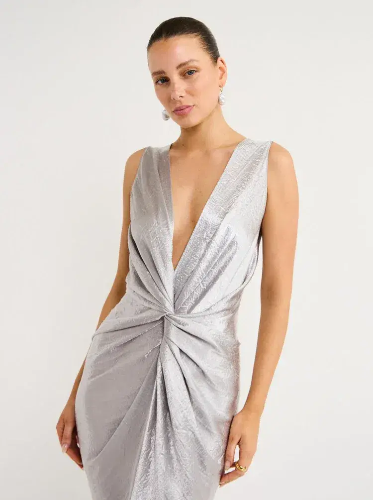 One Fell Swoop Gaia Dress Maxi Silver Size AU 10  - Image 2