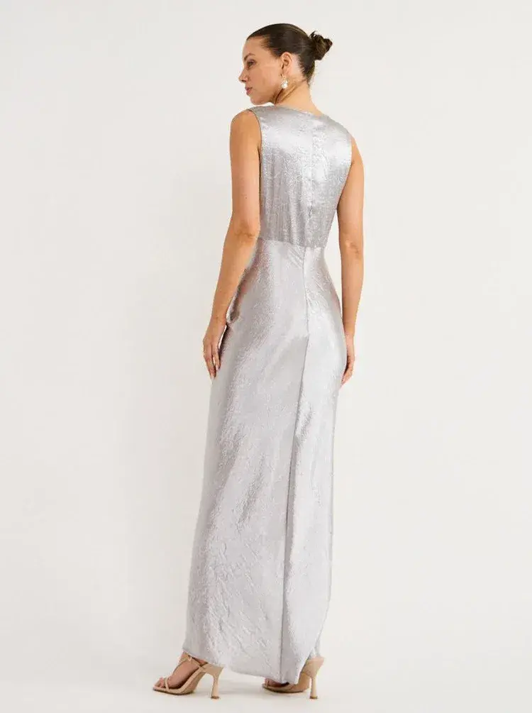 One Fell Swoop Gaia Dress Maxi Silver Size AU 10  - Image 4