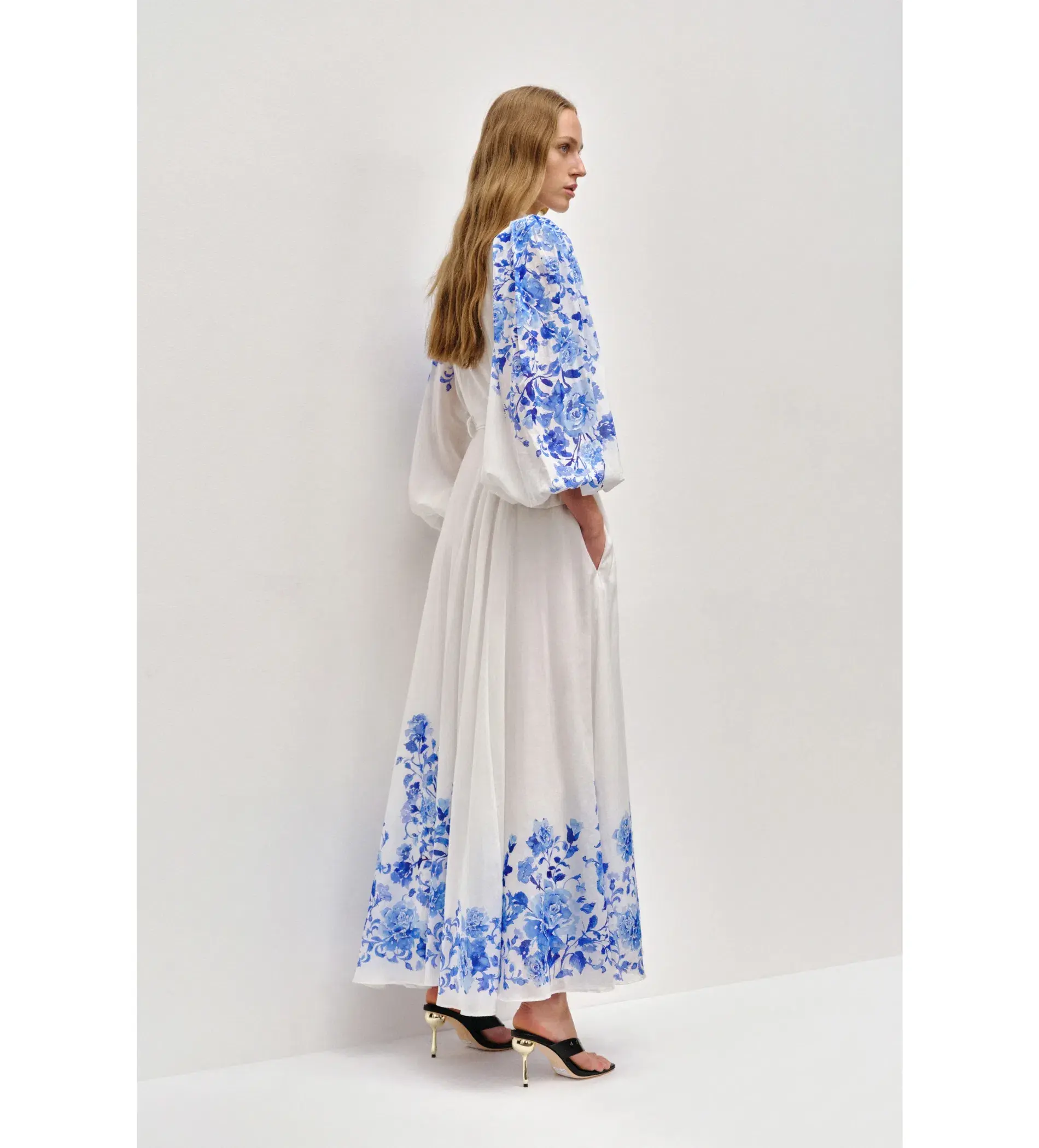 Aje Layla Maxi Dress Rose Ink Blue Size 10 - Image 2