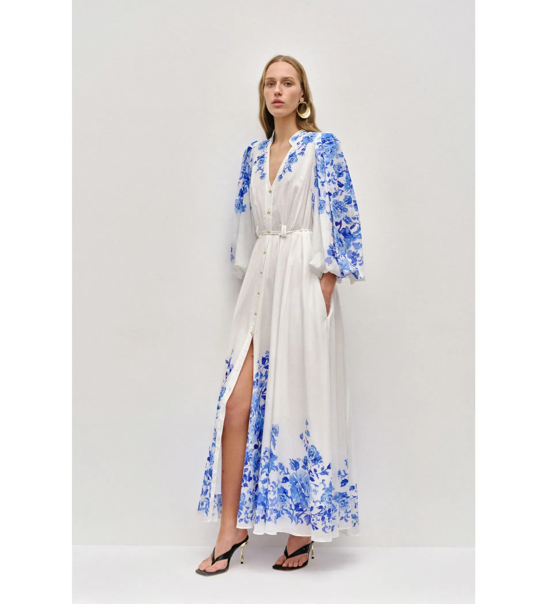 Aje Layla Maxi Dress Rose Ink Blue Size 10 - Image 1