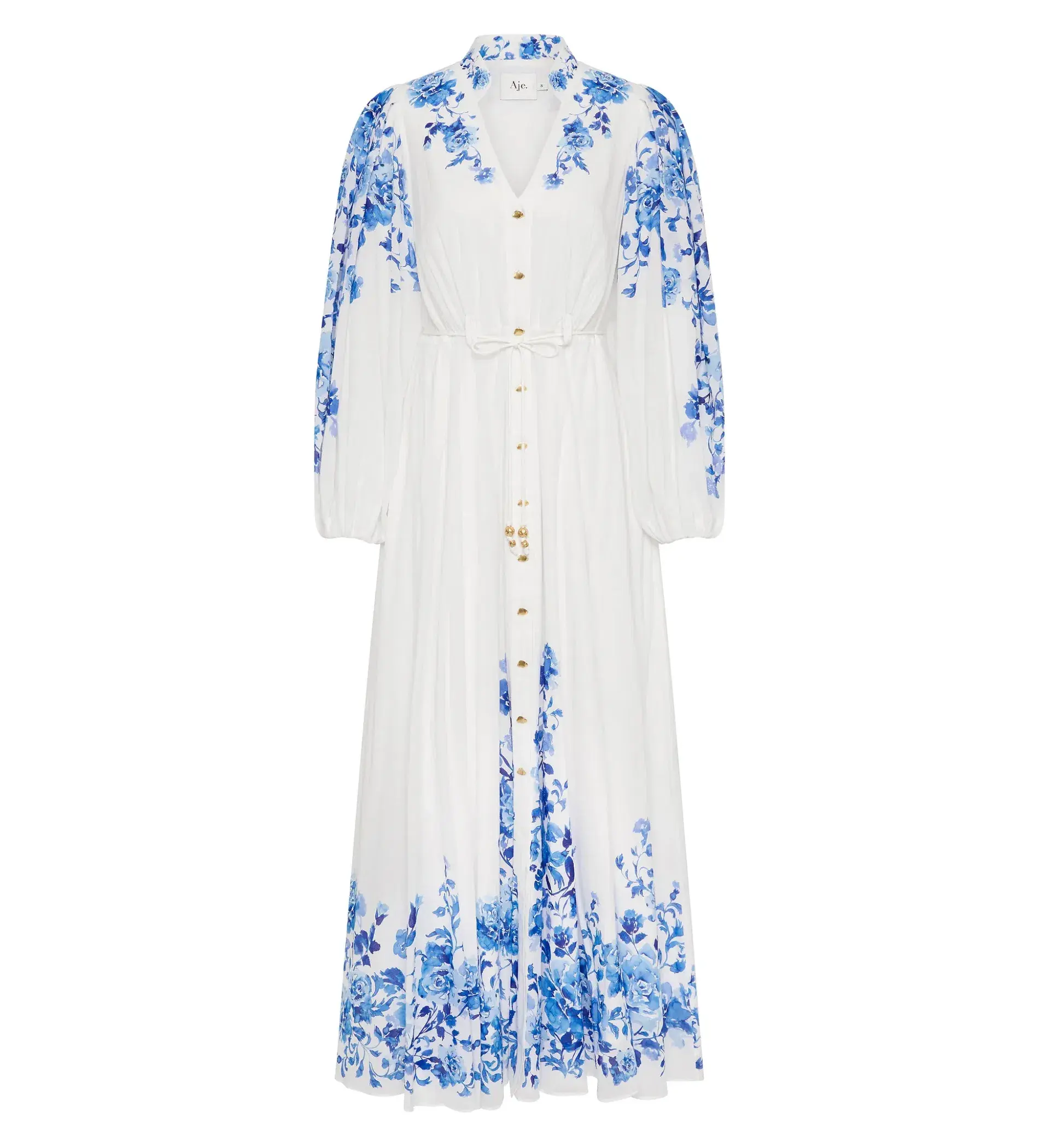 Aje Layla Maxi Dress Rose Ink Blue Size 12 - Image 5