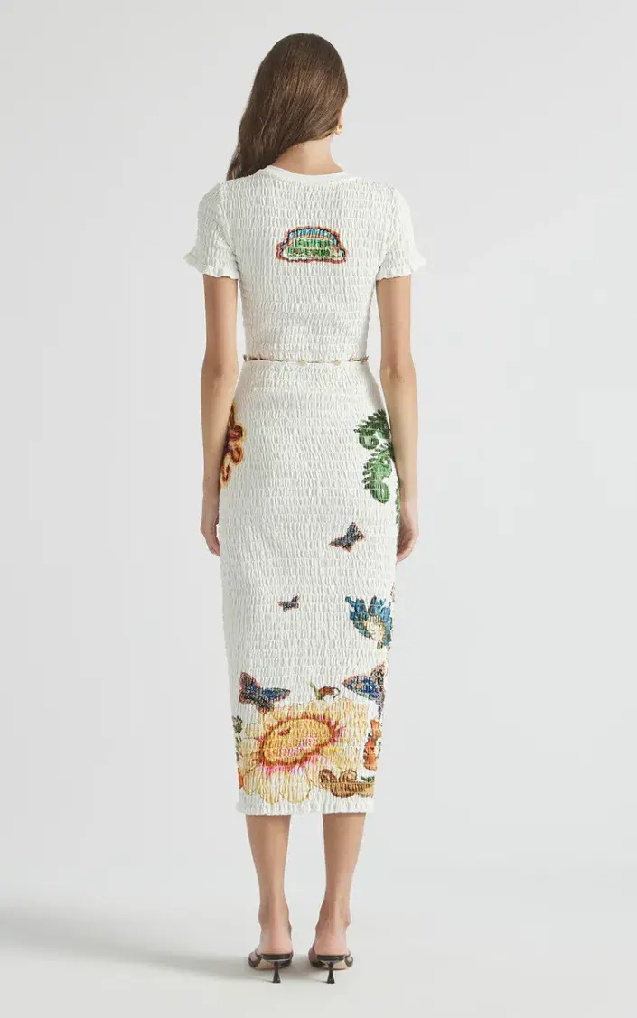 Antipodean HOME OF THE ART SHIRRED LONG DRESS LAPIS Size 8 - Image 4