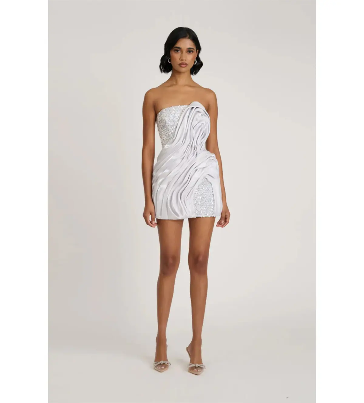 Eliya The Label Naya Mini Dress Silver L/AU 12 - Image 1