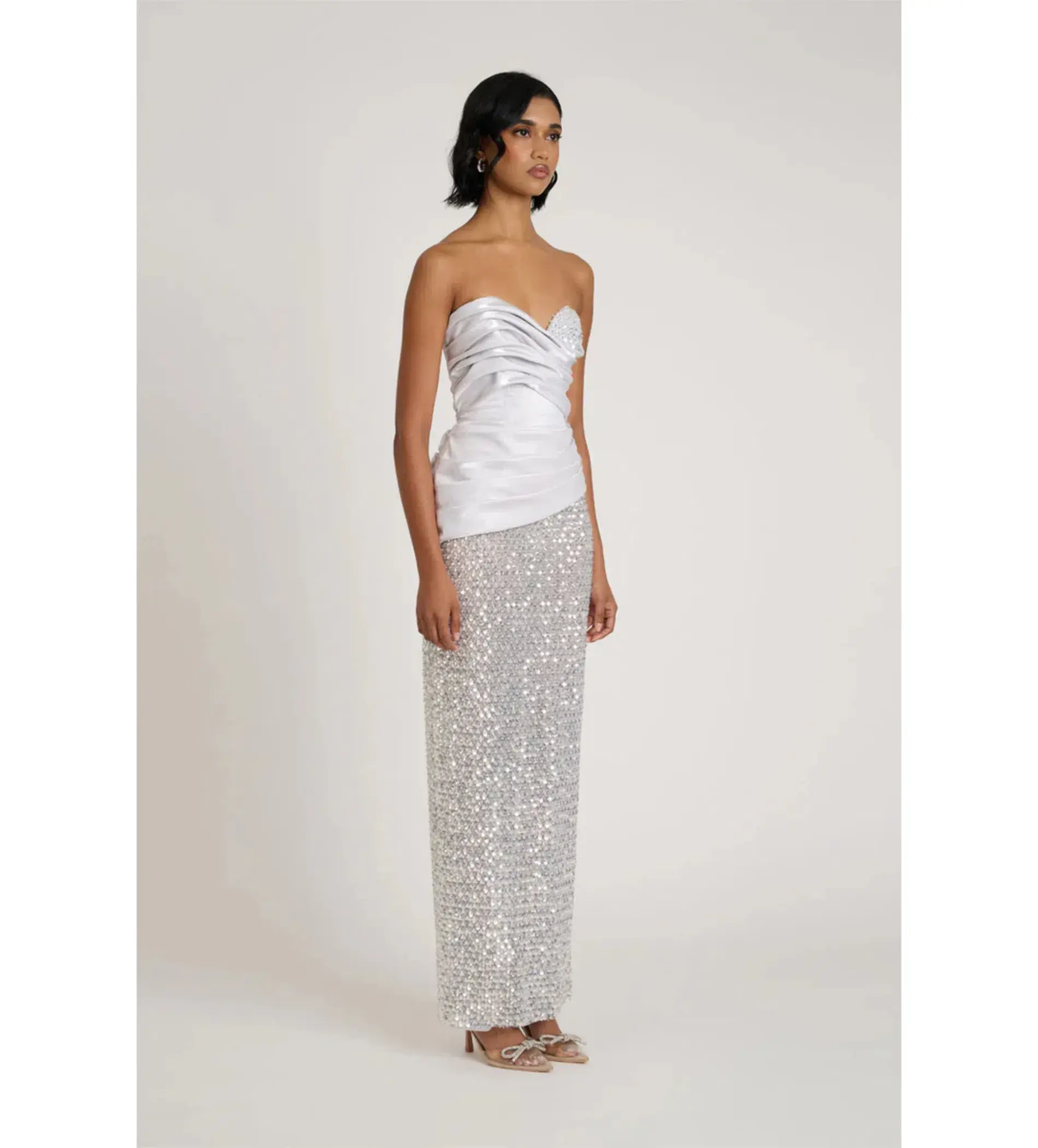 Eliya The Label Gia Gown Maxi Dress in Silver Sequin Mesh Size M/ AU 10 - Image 3