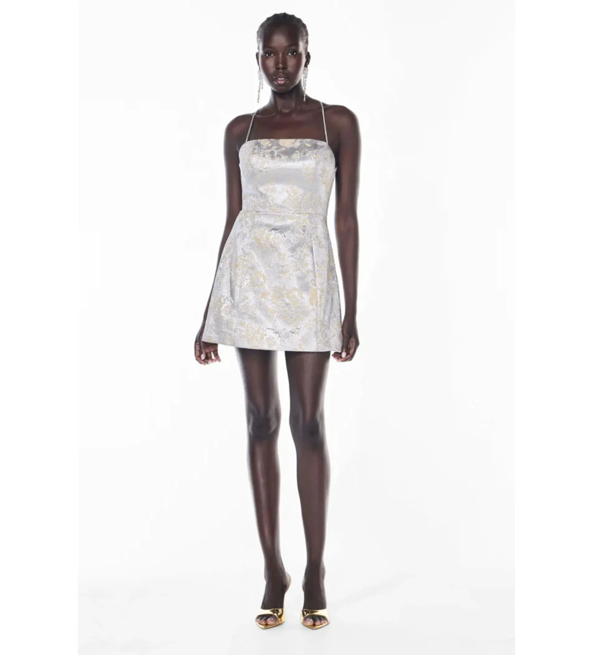 Manning Cartell Precious Metal Mini Dress Silver Size 10 - Image 1